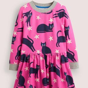 NWT Mini Boden RARE Cats Sweatshirt Dress, 8/9Y